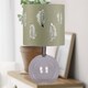 image 4 of Set of 2 Buck - Clear Glass Globe Lamps with Sage Green Fern