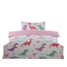 Dino Daisy Microfibre Reversible Duvet Cover Set with Pillowcase Multi | Single
