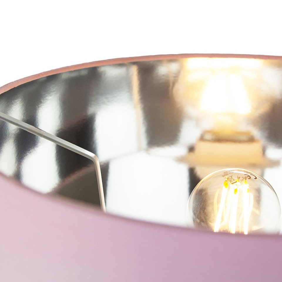 image 1 of Contemporary Pink Cotton 12" Table/Pendant Lamp Shade with Shiny Silver Inner | Pink | Pink | 1