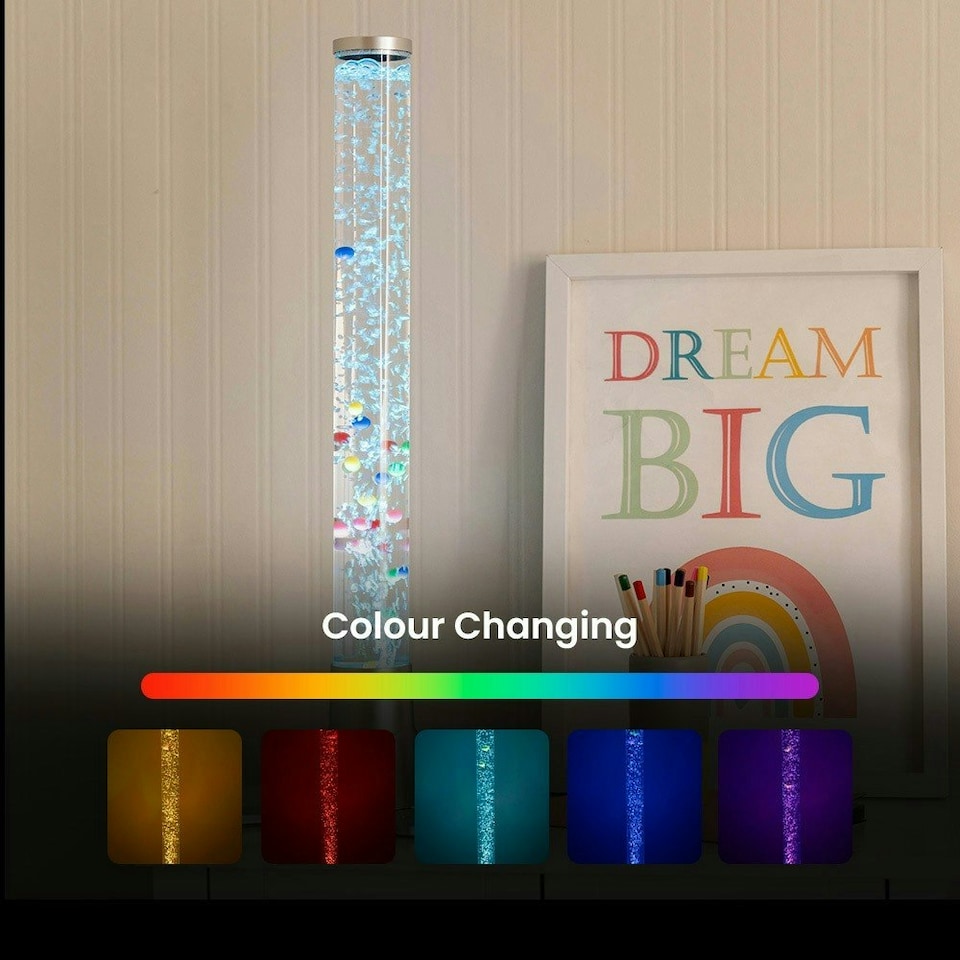 image 1 of ValueLights Colour Changing Novelty Sensory Fish Bubble Lamp 60cm