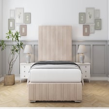 Sloomy Langston Sand Naples Deep-Sided Bed Frame With 50" Upholstered Headboard 4' Small Double