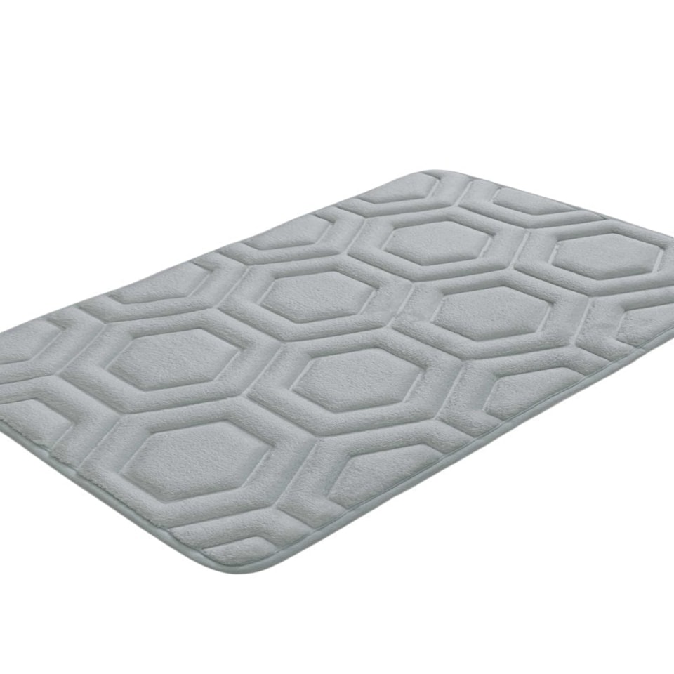 image 1 of Geo Design Memory Foam Grey Bath Mat 43x61cm | Grey