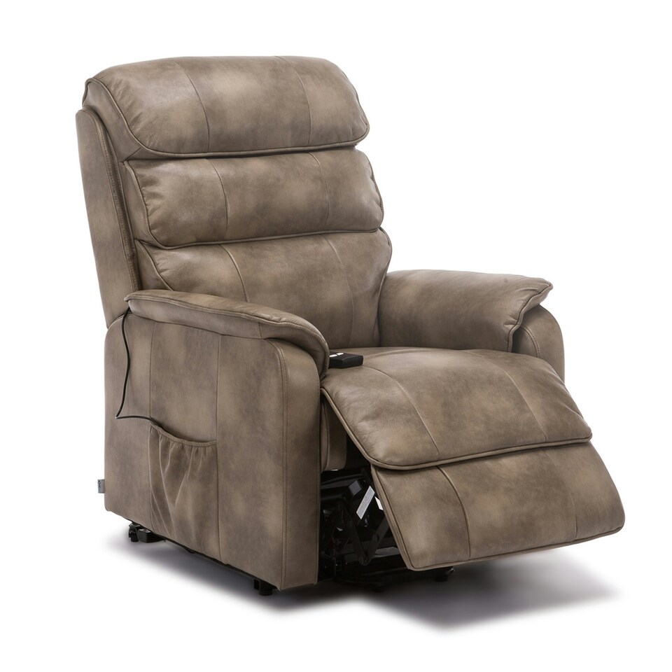 image 1 of Buckingham Single Motor Electric Rise Recliner Bonded Leather Chair (Stone)