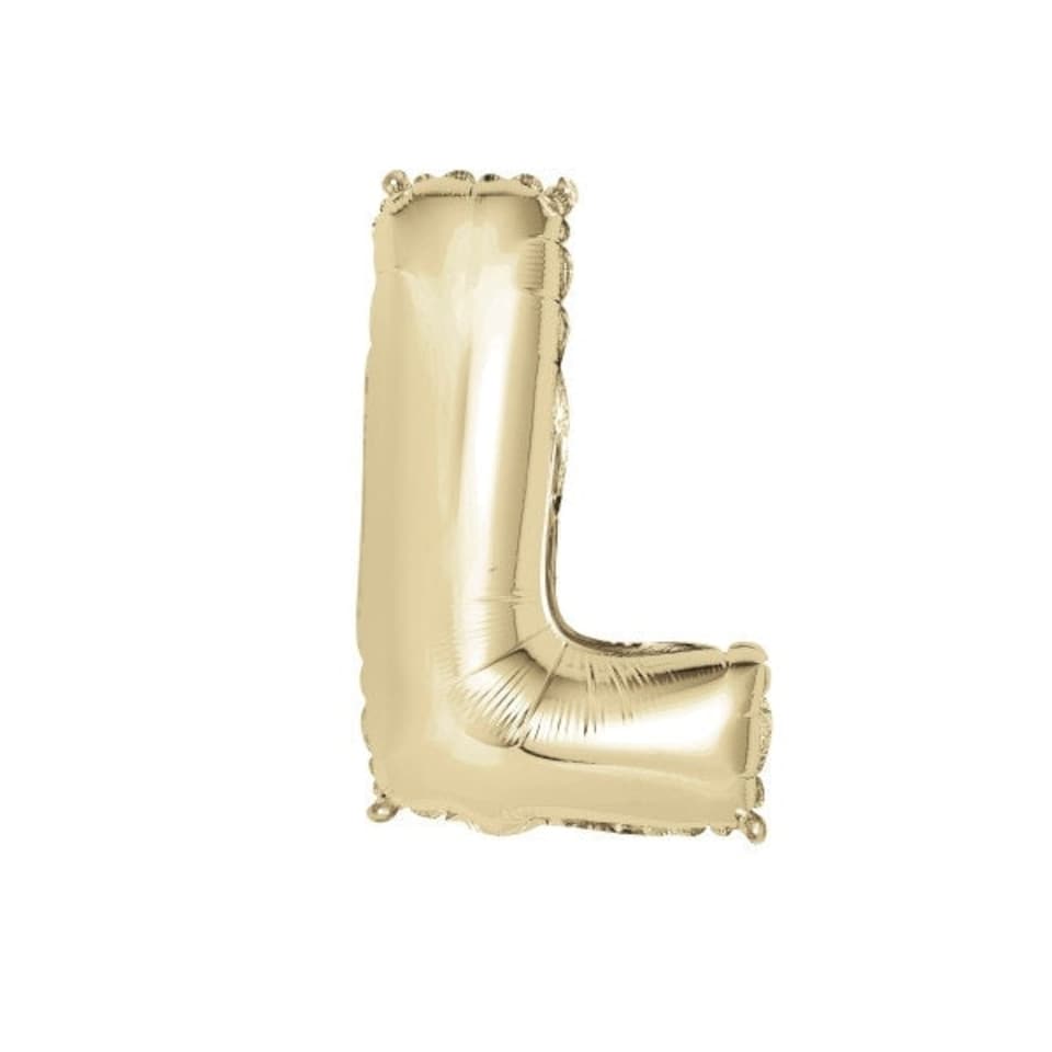 image 1 of Gold Letter L Shaped Foil Balloon 14"