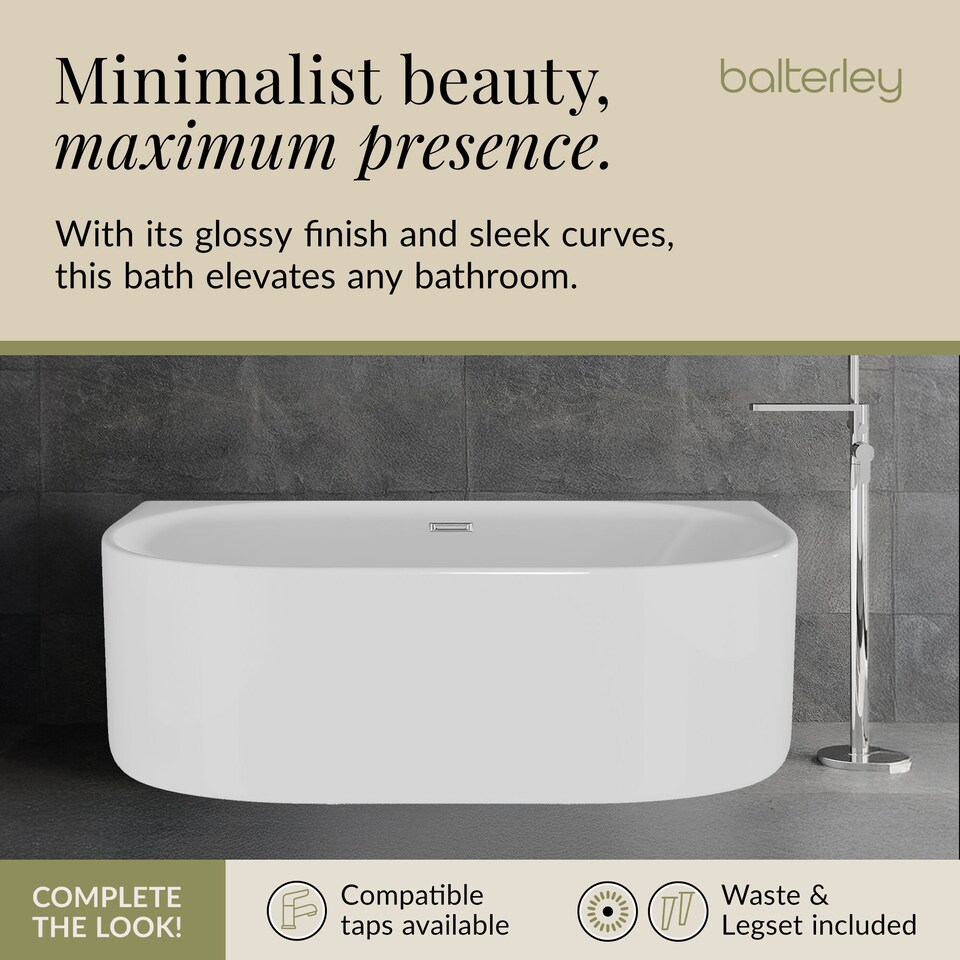image 1 of Balterley Contemporary Back To Wall Freestanding Bath from Balterley