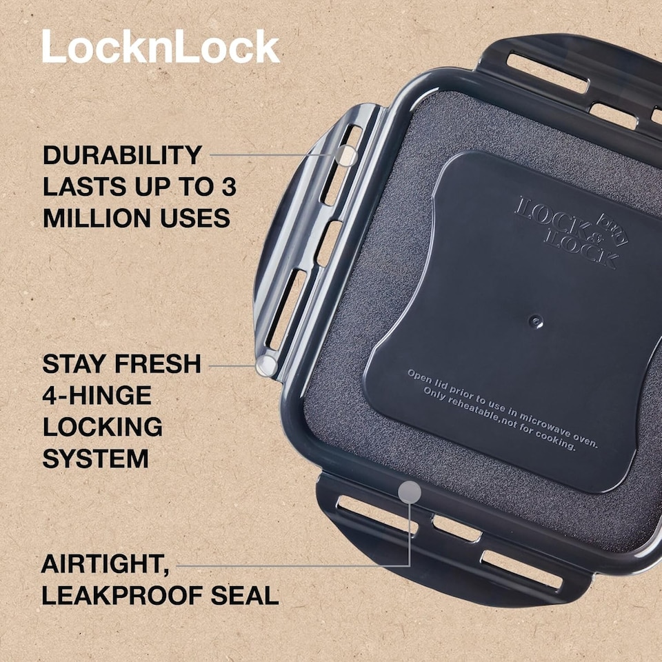 image 1 of LocknLock Square Food Storage Container Airtight Lid BPA Free Leak Proof Dishwasher Safe Kitchen Plastic Box 870ml