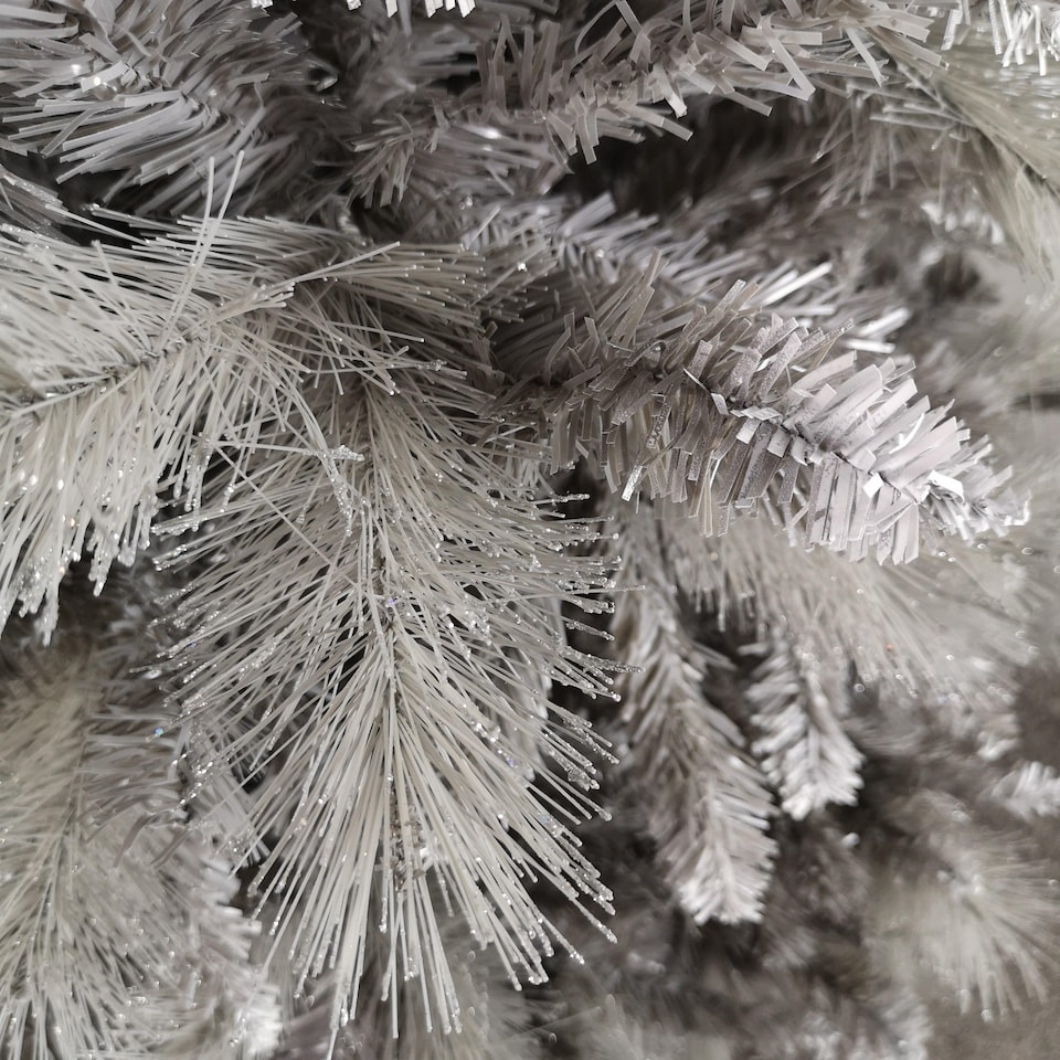 image 1 of Premier 2.4m Silver Glitter Tip Fir Festive Christmas Tree in Grey PVC