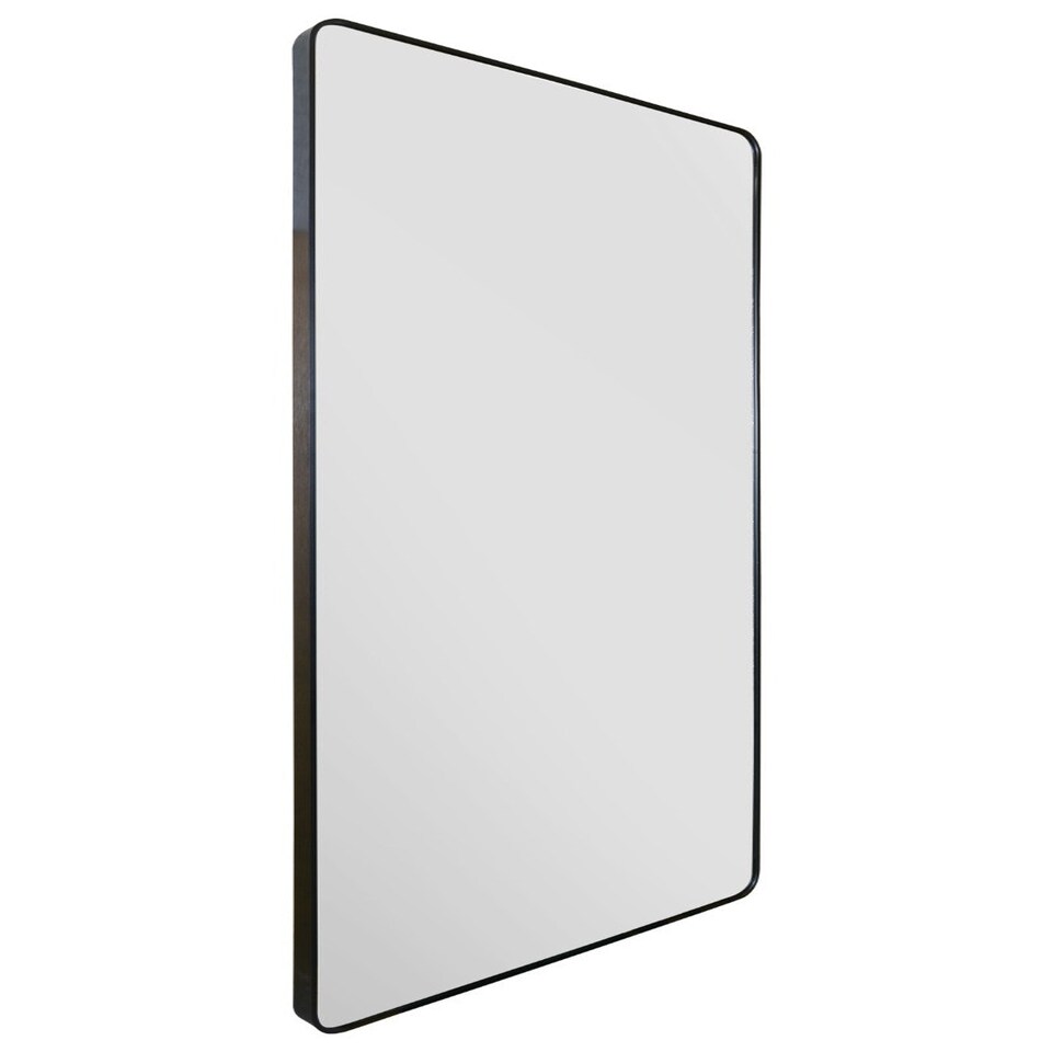 image 1 of The Angulis - Black Aluminium curved Edge Wall Leaner Mirror 68"x33" (174X85CM) Black