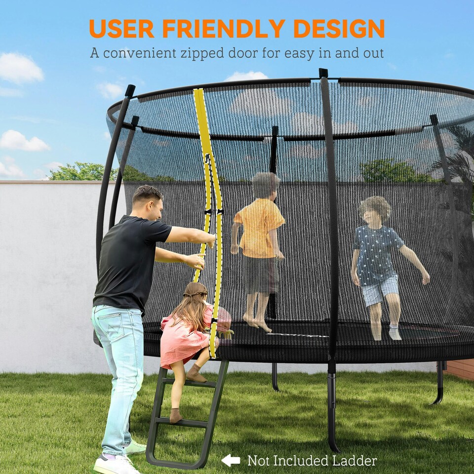 image 1 of SPORTNOW 8ft Trampoline with Enclosure Net, Spring Cover, Black
