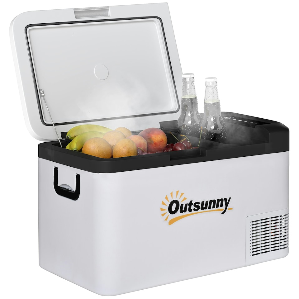 image 1 of Outsunny 12V Portable Car Refrigerator w/ Inner LED Light Indoor Outdoor, 25L
