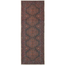 KUKOON Deep Red Distressed Tribal Geometric Non Slip Washable Low Pile Runner Rug 60cm x 240cm Red