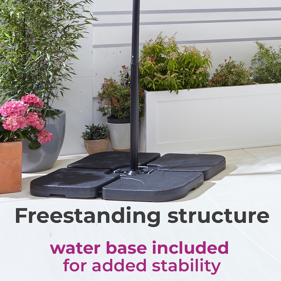 image 1 of Neo 3M Grey Outdoor Freestanding Parasol with Led Lights