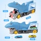 image 8 of Shark Devour Transporter Toy Truck - Push-and-Go Vehicle with Slide-Off Ramp, Roaring Sounds, Lights & 4 Mini Cars, Realistic Shark-Head Design for Kids Ages 3-7