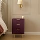 image 2 of OHS Ribbed Bedside Table Modern Bedroom 3 Draw Office Nightstand | Red | Dark Berry
