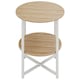 image 1 of Living and Home Small Round Coffee Table with 2 Tier - Natural and White
