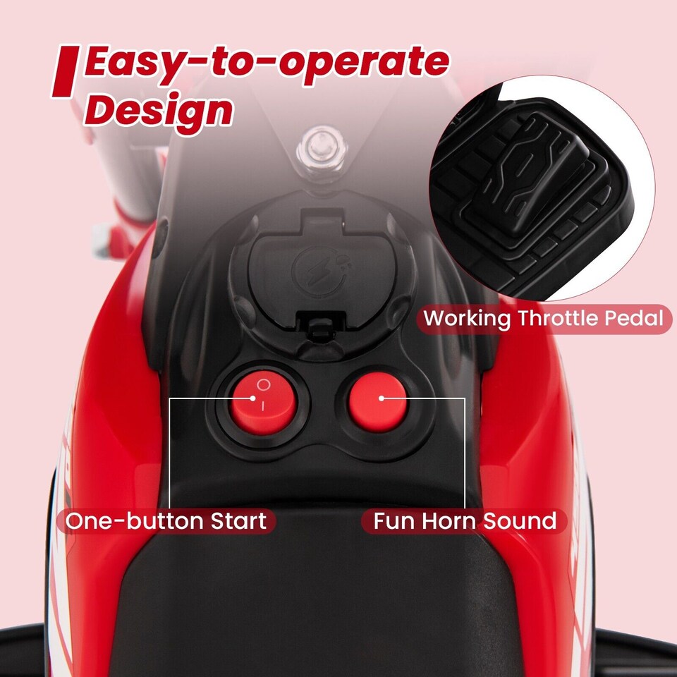 image 1 of COSTWAY Honda Licensed Kids Ride On Motorbike Powered Red