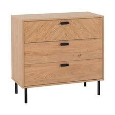 Leon 3 Drawer Chest - L40 x W80 x H78.5 cm - Medium Oak Effect