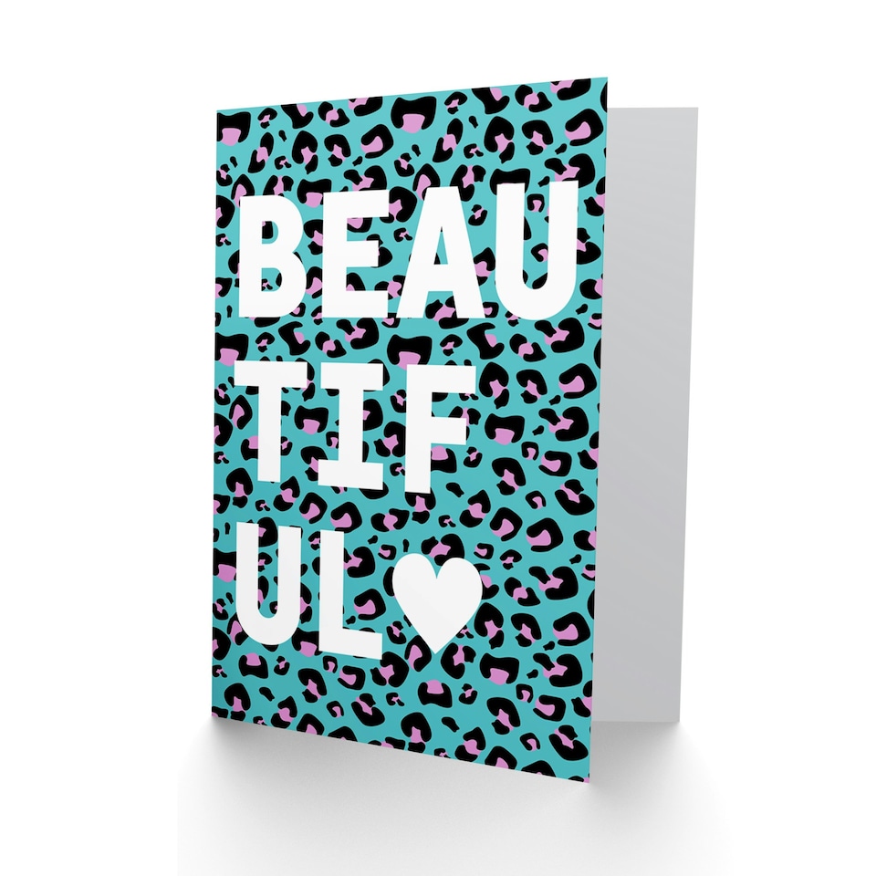 image 1 of Words Beautiful Purple Leopard Quote Card