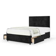 Neptune Spring Black Naples Velvet 2 Drawer Divan Set And Valencia Headboard King Size