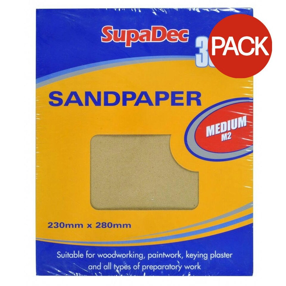 SupaDec General Purpose Sandpaper - Medium (Pack Of 30) - Beige - One Size