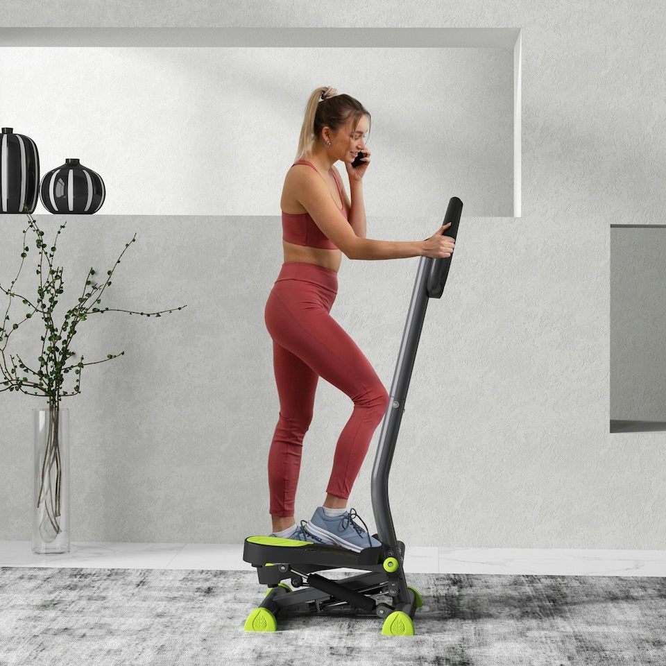 image 1 of HOMCOM Twister Stepper Step Machine w/ LCD Screen, White