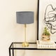 image 2 of ValueLights Maggie Gold Candlestick Table Lamp Grey Velvet Shade & Bulb | Gold