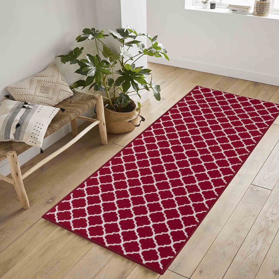 image 1 of Machine Washable Trellis Design Anti Slip Doormats - Runners