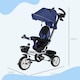 image 5 of HOMCOM 6 in 1 Kids Trike for 1-5 Years, Toddler Tricycle Folding Bike with Parent Handle, Reversible Seat, Storage Basket, Canopy, 5-point Seat Harness, Dark Blue