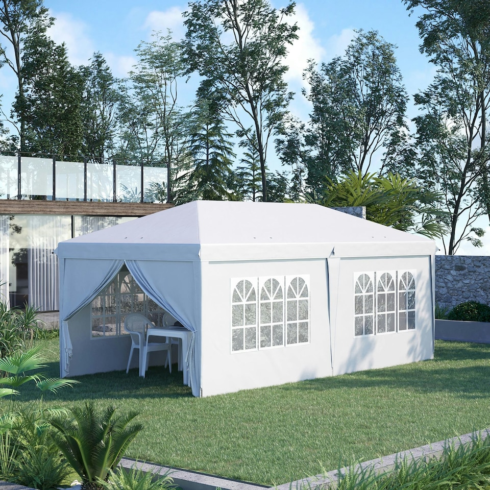 image 1 of Outsunny 3 x 6m Pop Up Gazebo Height Adjustable Party Tent w/ Storage Bag Black