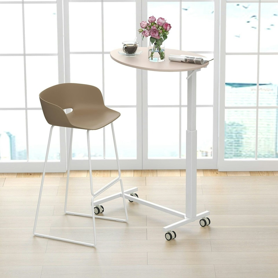 image 1 of COSTWAY Mobile Standing Desk Height Adjustable Rolling Desk N/A