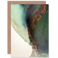 Abstract Paint Gold Green Art Blank Just to Say Card