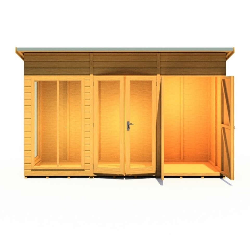 image 1 of Lela 12x4 Summerhouse including Storage - L162.1 x W371.4 x H229.9 cm Brown