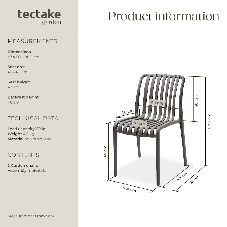 image 1 of Garden chairs Alcudia - durable, stackable and weather-resistant | Grey | anthracite | One Size | 2
