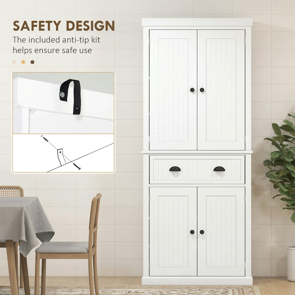 image 1 of HOMCOM Kitchen Storage Cabinet with Drawers, Cupboards and Shelves, White