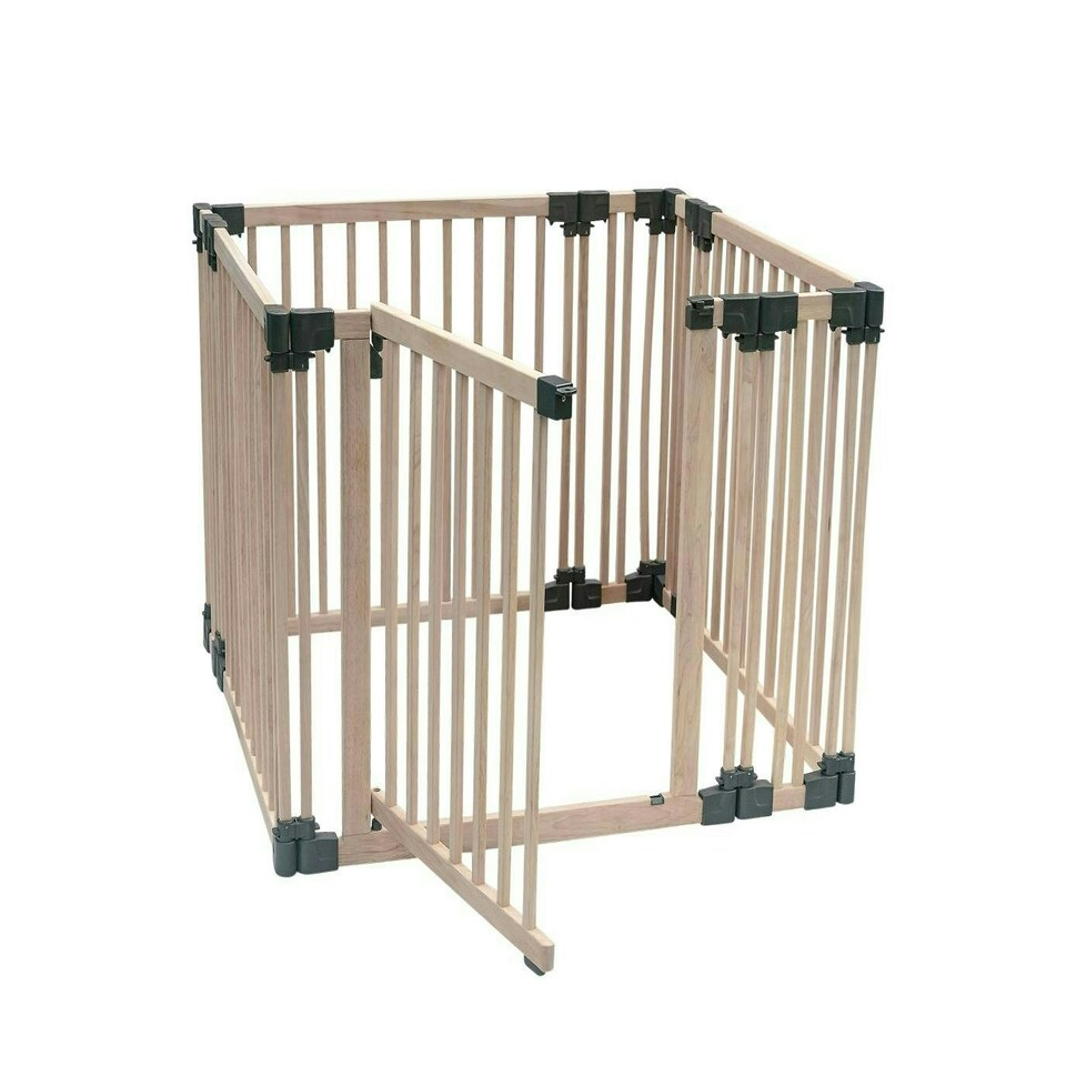 image 1 of Bettacare Wooden Dog Pen, 100cm x 100cm, Natural Wood, 76cm High, Dog Pen for Pets Dogs and Puppy, Dog Playpen Cream
