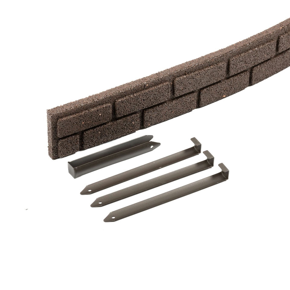 image 1 of Rubber Lawn Edging Border Ultra Curve Bricks - Earth