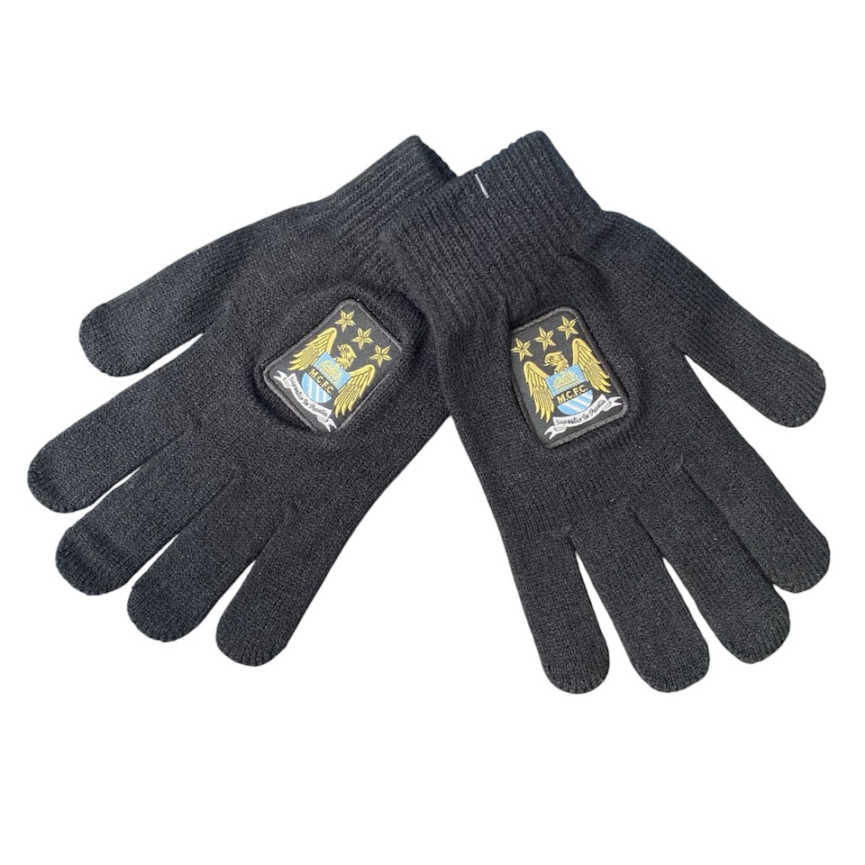 Manchester City FC Knitted Gloves (Old Crest) Black