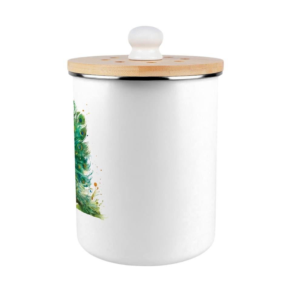 image 1 of Majestic Peacock Food Waste Caddy - Metal 2L Decorative Kitchen Compost Bin