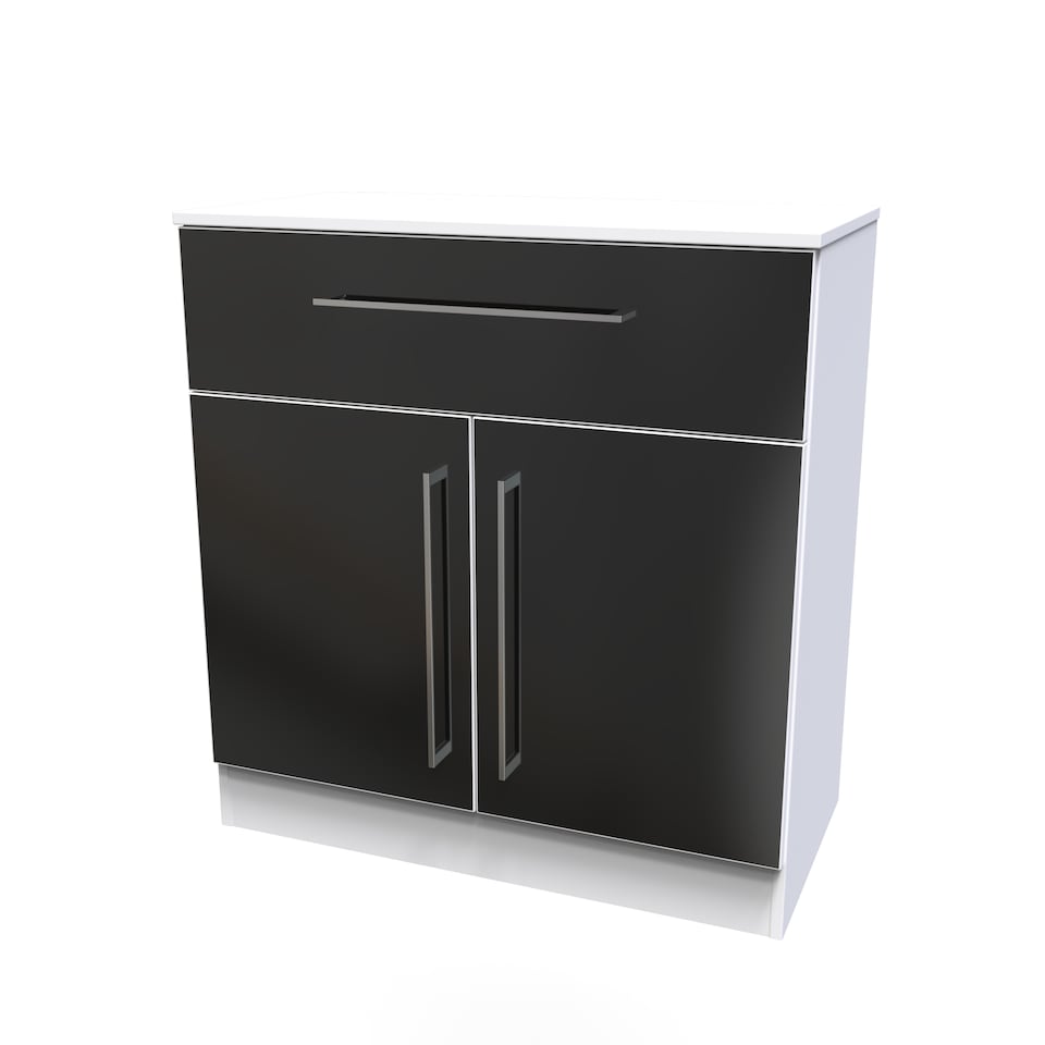 image 1 of Gloucester 1 Drawer 2 Door Sideboard in Black Matt & White (Ready Assembled) | Black | Black Matt & White
