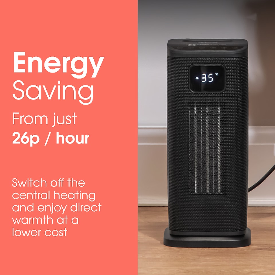 image 1 of Abode ACTH2005 Electric Heater 2000W Ceramic Tower Heater Digital Black