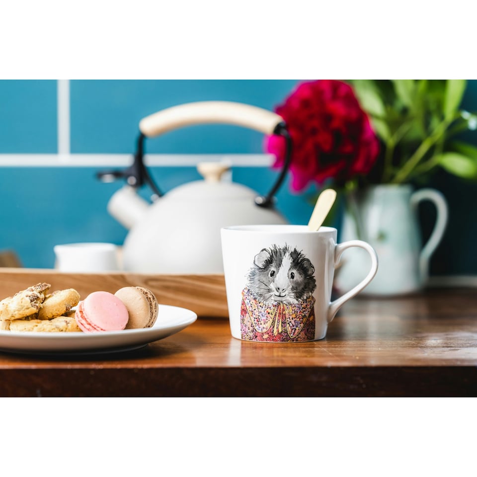 image 1 of Mikasa x Tipperleyhill Guinea Pig Print Porcelain Mug, 380ml | White