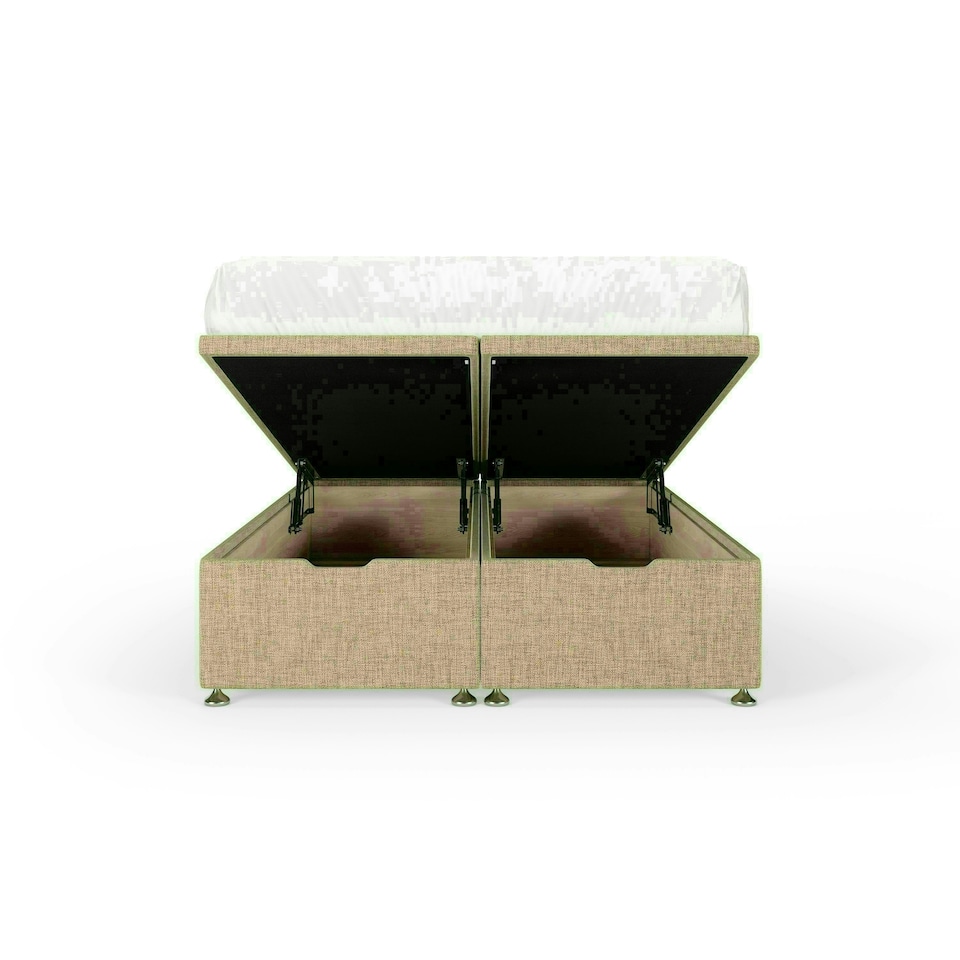 image 1 of Cream Linen Ottoman Base Super King | Multi