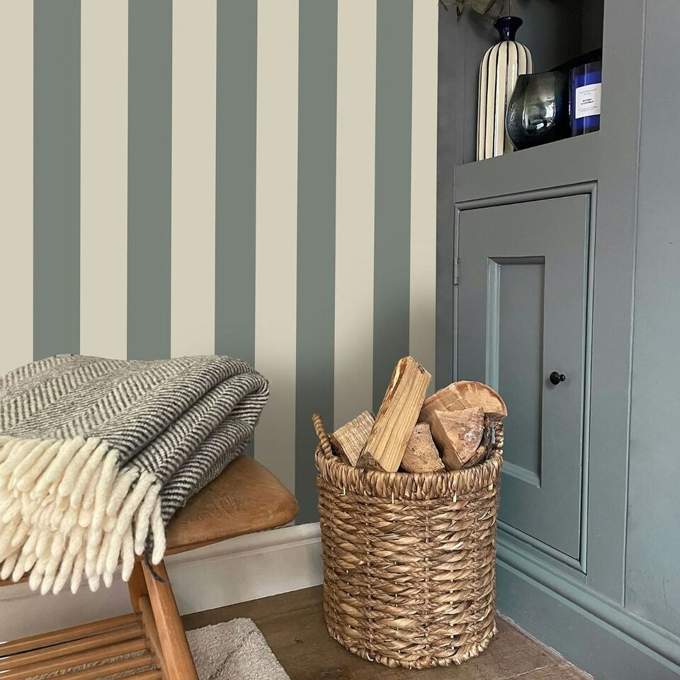 image 1 of Belgravia Fernhurst Stripe Wallpaper - Green - One Size Green