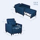 image 7 of HOMCOM Pull Out Chair Bed, Sleeper Chair with Pillow, Side Pockets, Blue