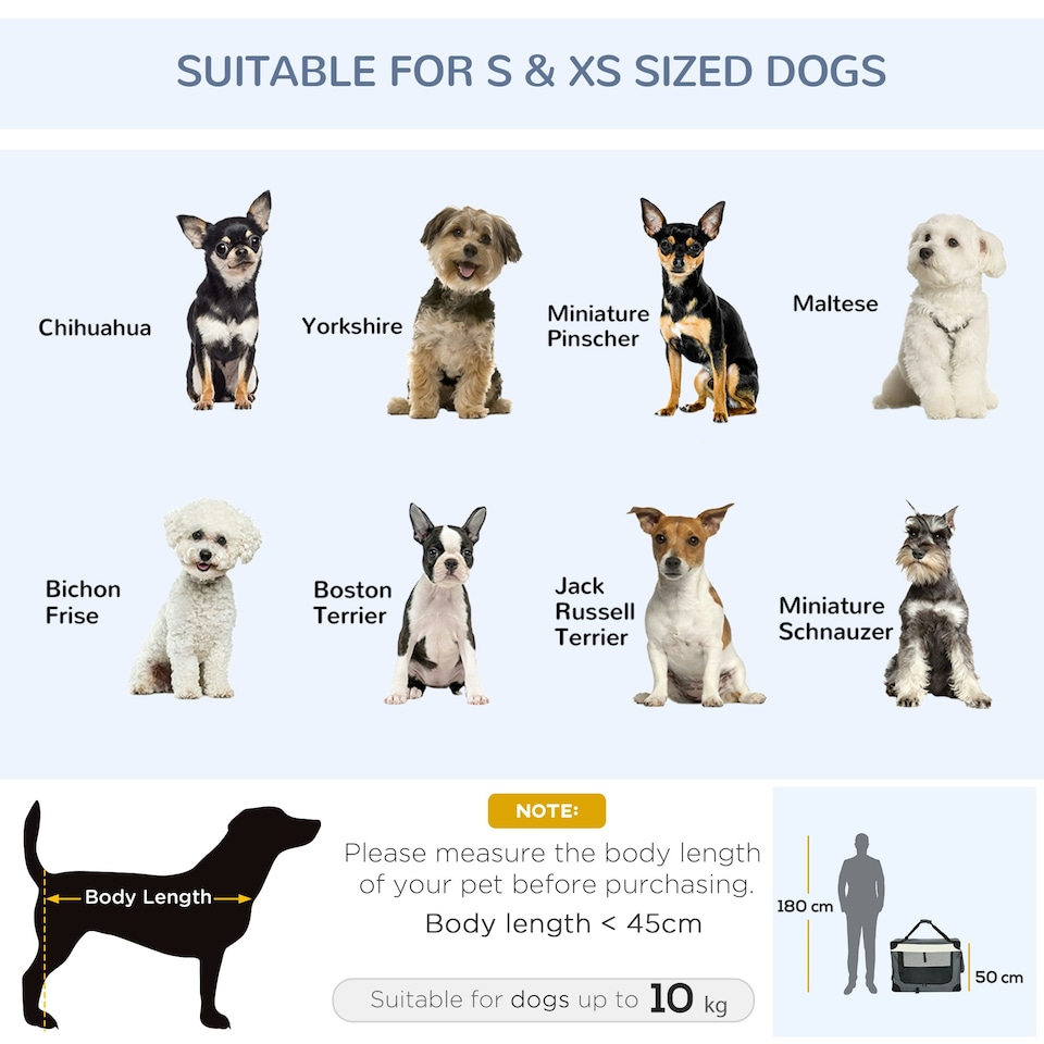 image 1 of PawHut 70cm Foldable Pet Carrier Bag Soft Travel Dog Crate for Small Dogs Grey