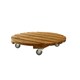 image 1 of Tom Chambers Handcrafted Heavy Duty Round Traditional Wood Garden Patio Plant Flower Pot Stand Caddy Trolley Dolly on Strong Metal Castor Wheels Large 50cm Brown