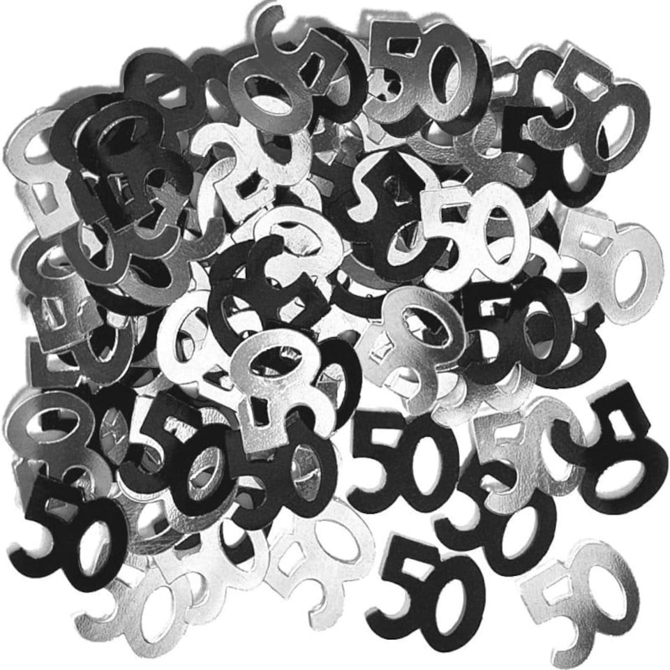 Unique Party Foil Glitz 50th Birthday Confetti - Black/Silver - One Size