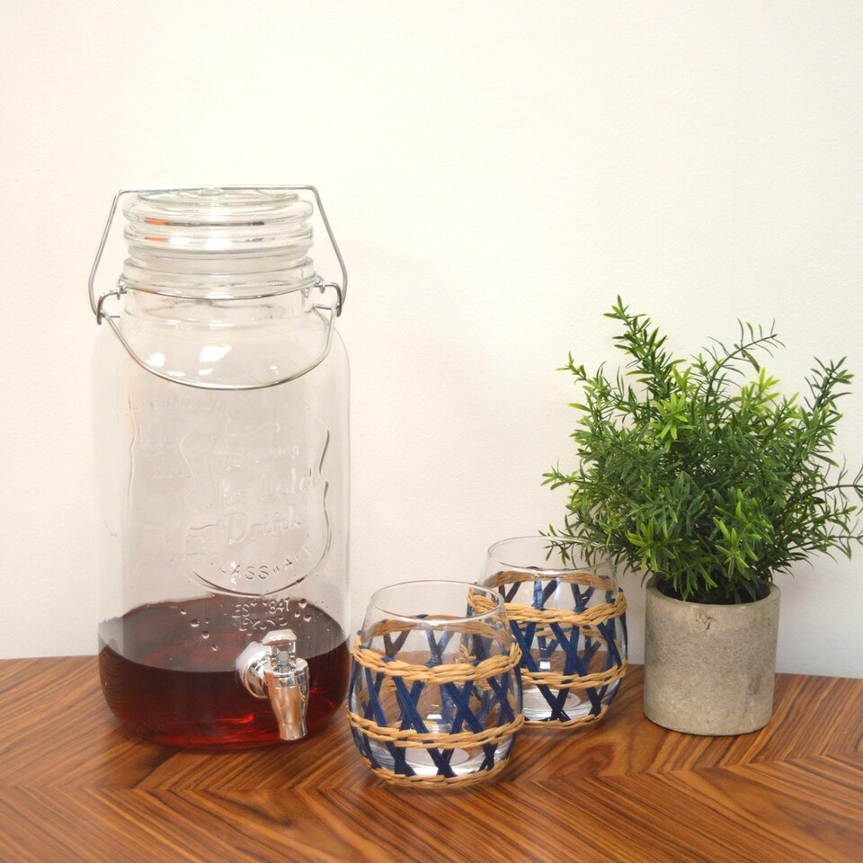 image 1 of 3.6 Litre Glass Drinks Dispenser Summer Garden Party Picnic Cocktail Juice