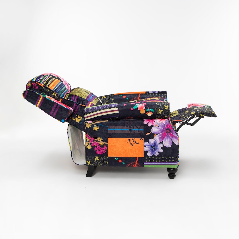 image 1 of Fabric Black Patchwork Mary Manual Recliner Chair