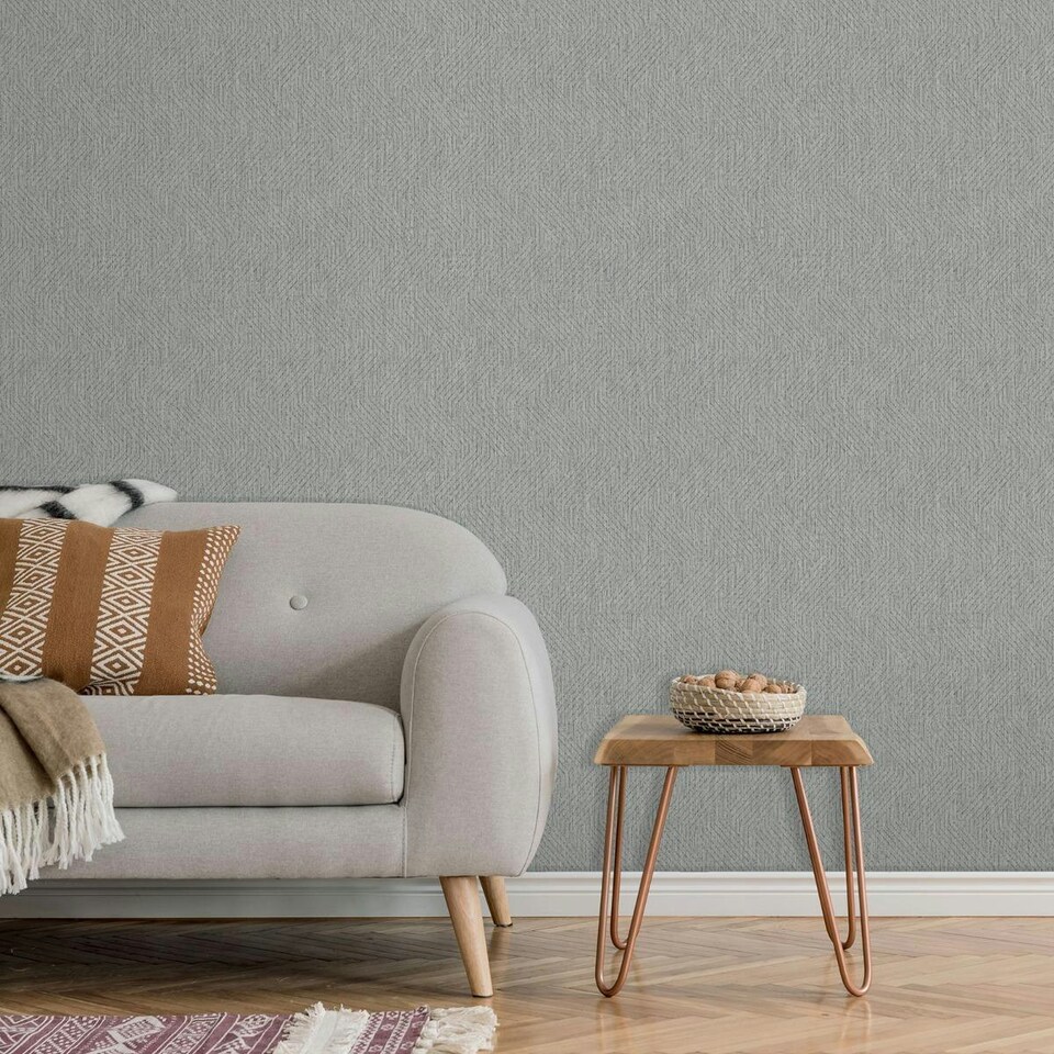 image 1 of Muriva Eden Collection Textured Wallpaper - Grey - 10m x 53cm Grey